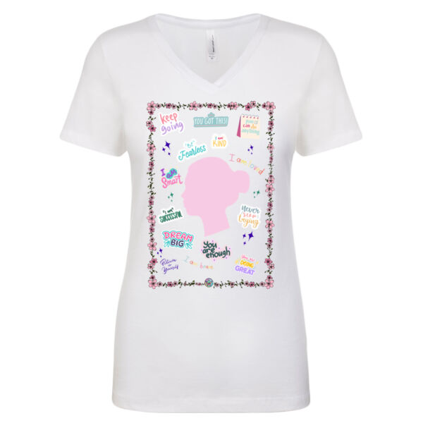 Empowerment Affirmation with Pink Female Silhouette  - Next Level The Ideal V T-Shirt Thumbnail