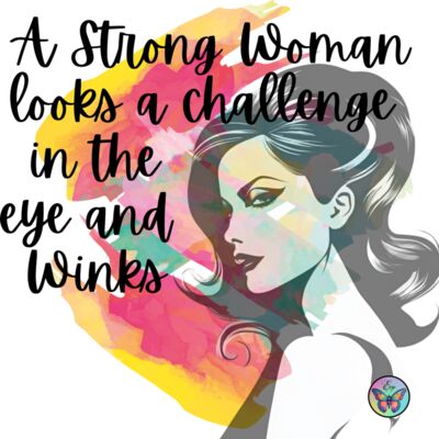 A strong woman looks a challenge in the eye and winks Thumbnail